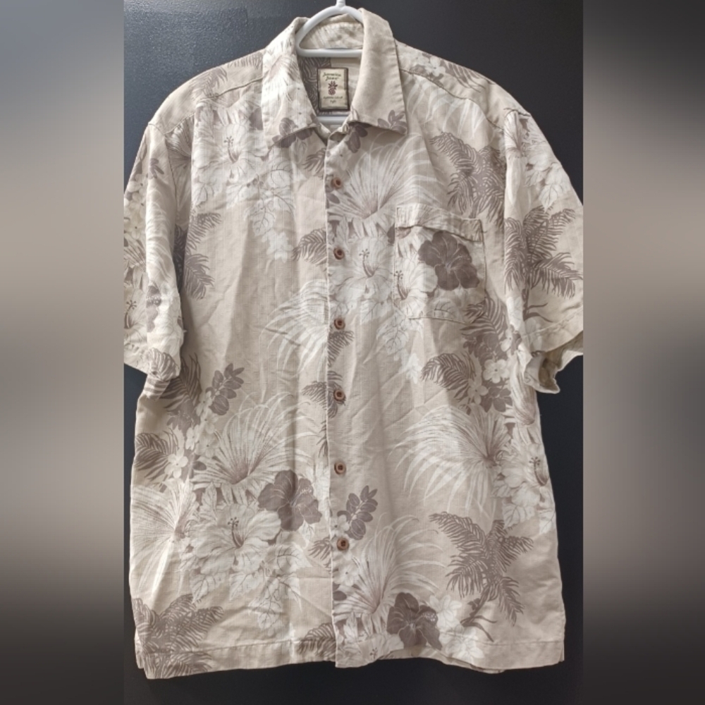 JAMAICA JAXX Shirt 100% Silk Size Medium Hawaiian All Over Print